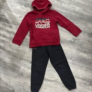 Under Armour Red / Black Fleece Hoodie & Sweat Pants Set Size Small